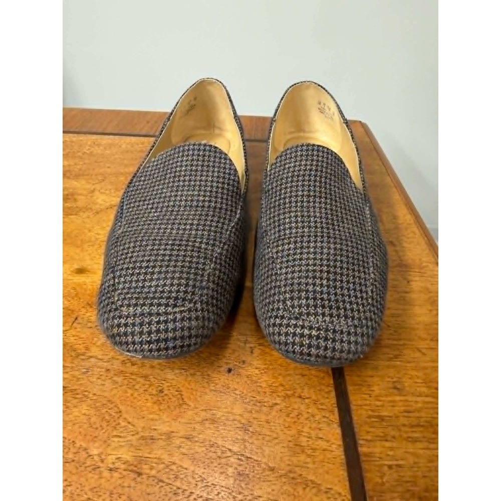 Naturalizer Womens 8M Kate Loafers Navy Tan Houndstooth Flats Fabric Flats Shoes